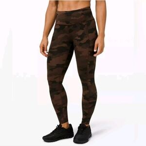 Lululemon Fast & Free Heritage 365 Brown Earth Camo Tight Womens Size 10